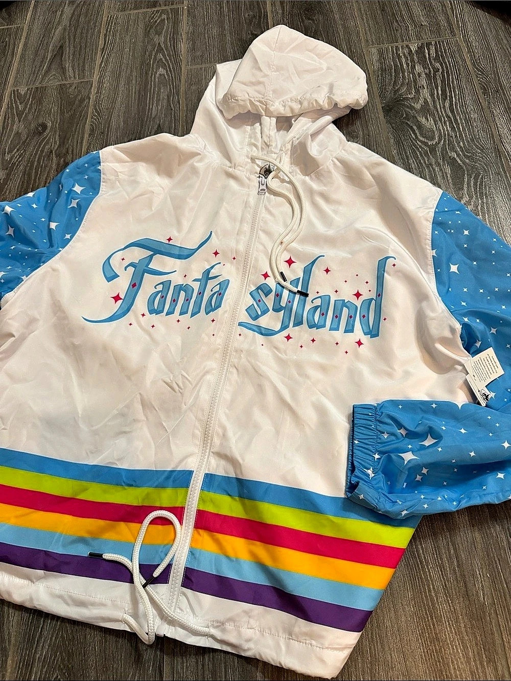 Disney Parks Womens 1X Fantasyland Rainbow Print Windbreaker NWT